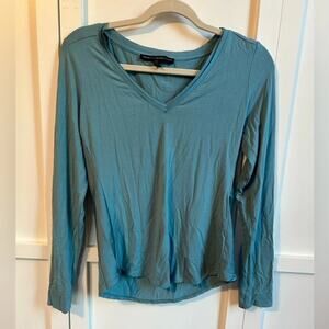 White House Black Market Teal Long Sleeve V Neck